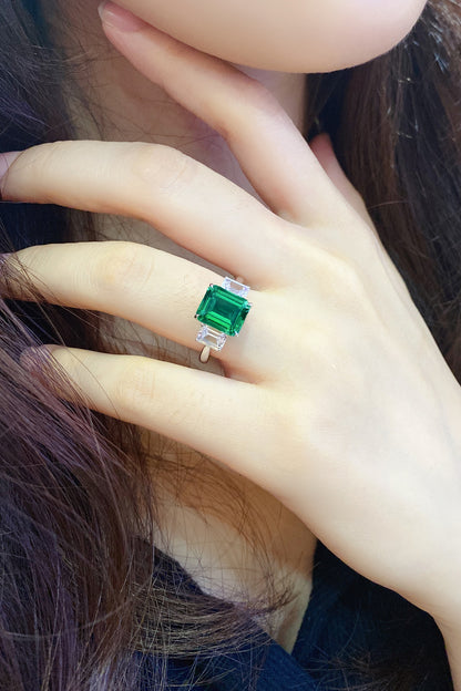 1.3 CTW Princess Lab Grown Emerald S925 Ring plated