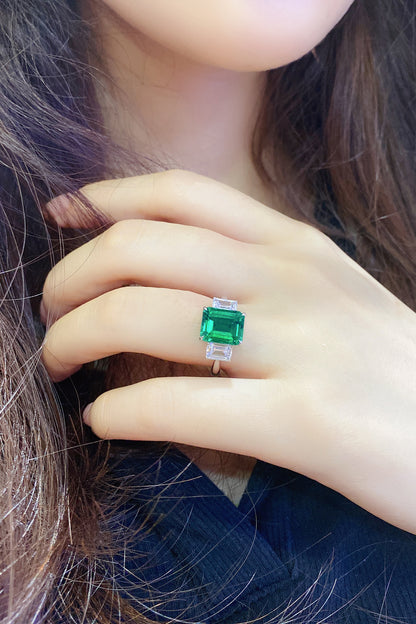 1.3 CTW Princess Lab Grown Emerald S925 Ring plated