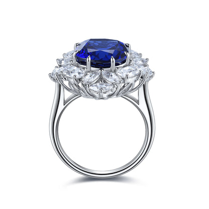 5.8 CTW Cushion Lab Grown Sapphire S925 Ring plated