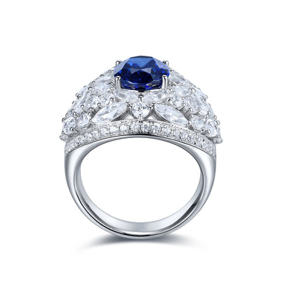 3.7 CTW Oval Lab Grown Sapphire S925 Ring plated