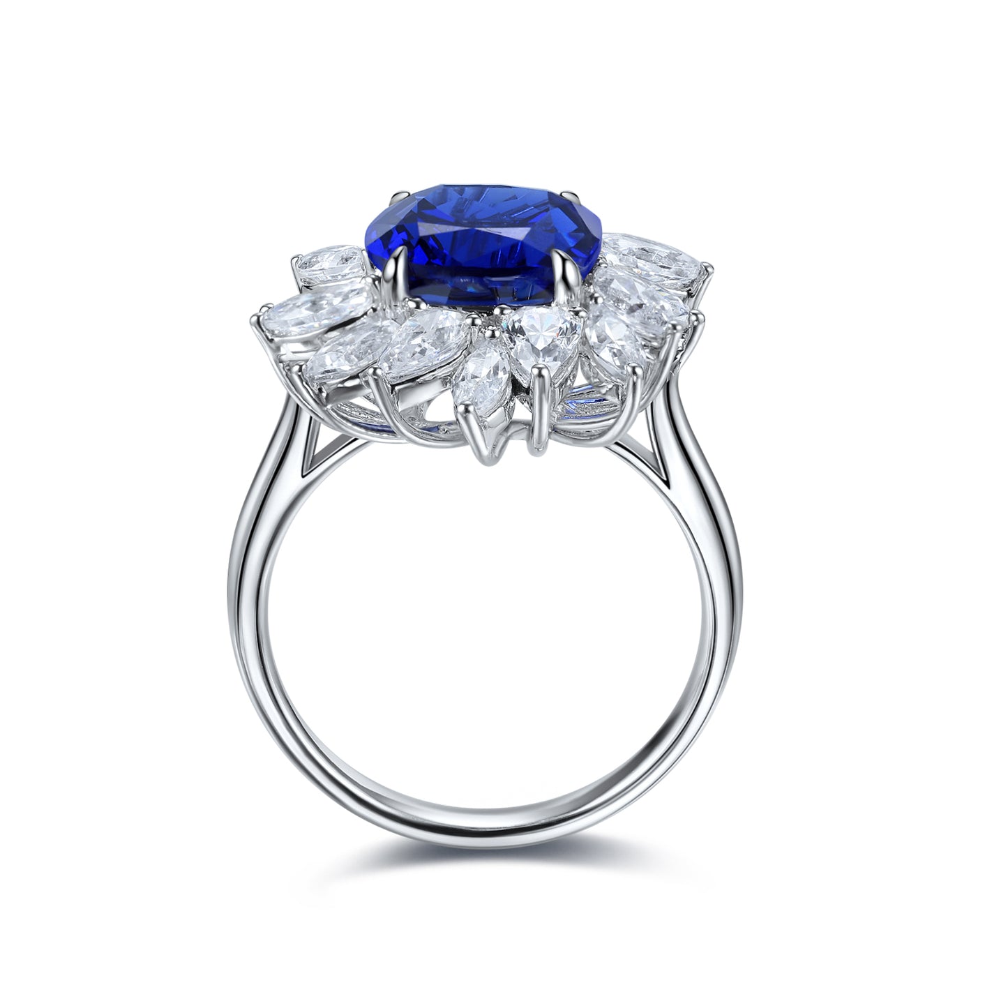 4 CTW Cushion Lab Grown Sapphire S925 Ring plated