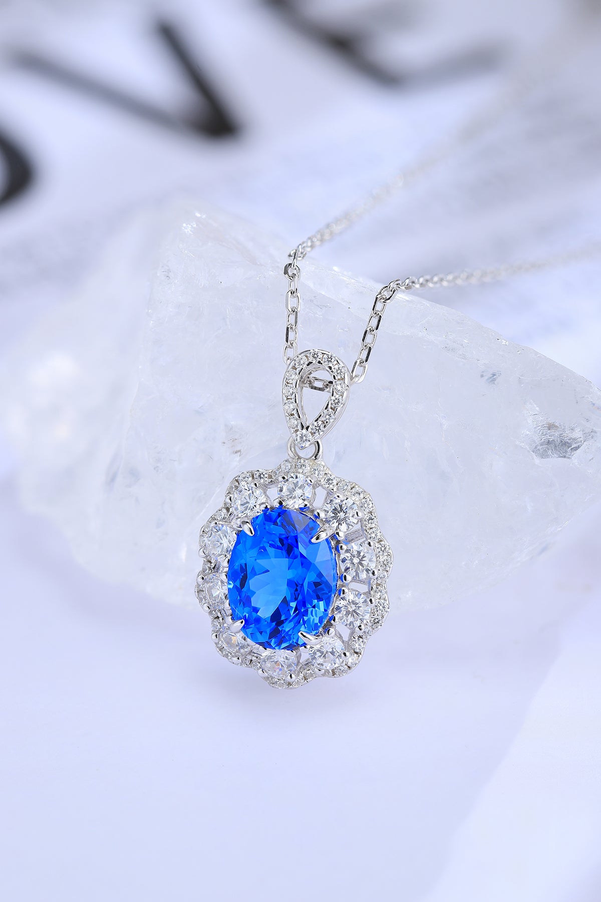 2.4 CTW Oval Lab Grown Spinel S925 Necklace plated