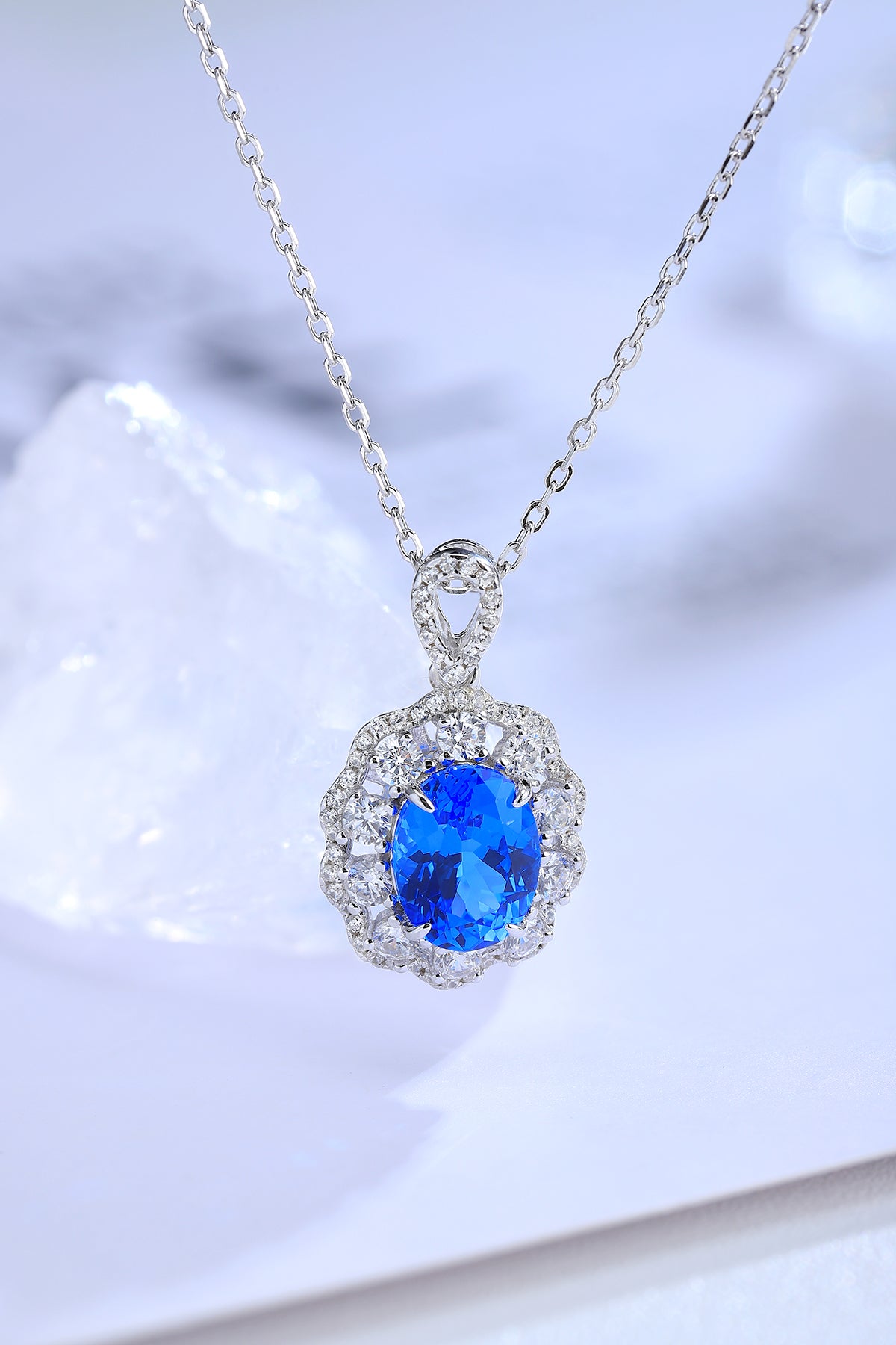 2.4 CTW Oval Lab Grown Spinel S925 Necklace plated