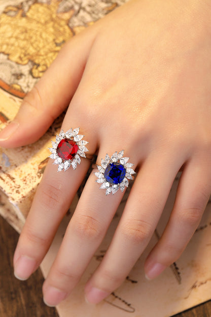 4 CTW Cushion Lab Grown Sapphire S925 Ring plated