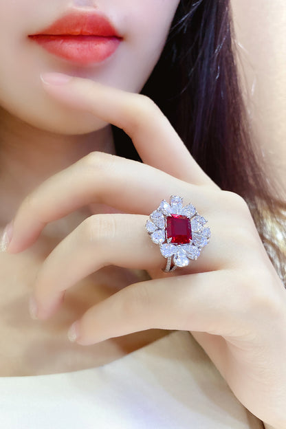 4.1 CTW Princess Lab Grown Ruby S925 Ring plated