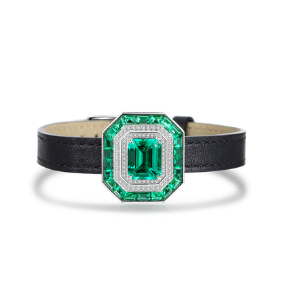 4.4 CTW Asscher Lab Grown Emerald S925 Bracelet plated