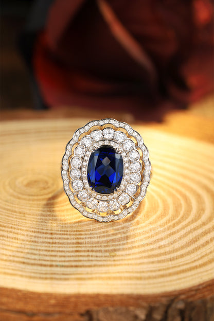 4 CTW Cushion Lab Grown Sapphire S925 Ring plated