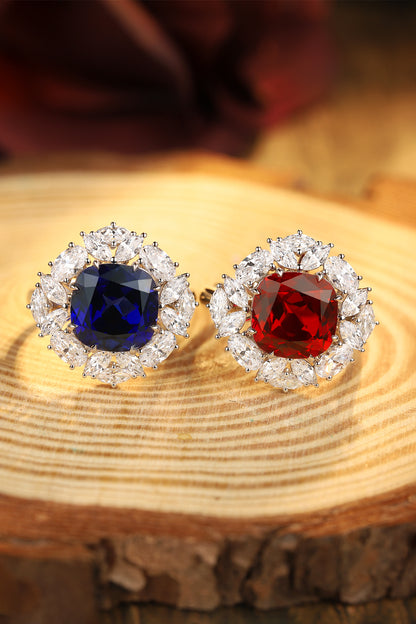 5.8 CTW Cushion Lab Grown Sapphire S925 Ring plated