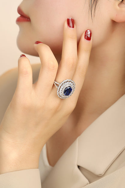 4 CTW Cushion Lab Grown Sapphire S925 Ring plated