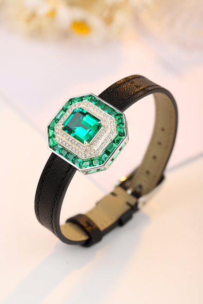 4.4 CTW Asscher Lab Grown Emerald S925 Bracelet plated