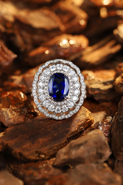 4 CTW Cushion Lab Grown Sapphire S925 Ring plated