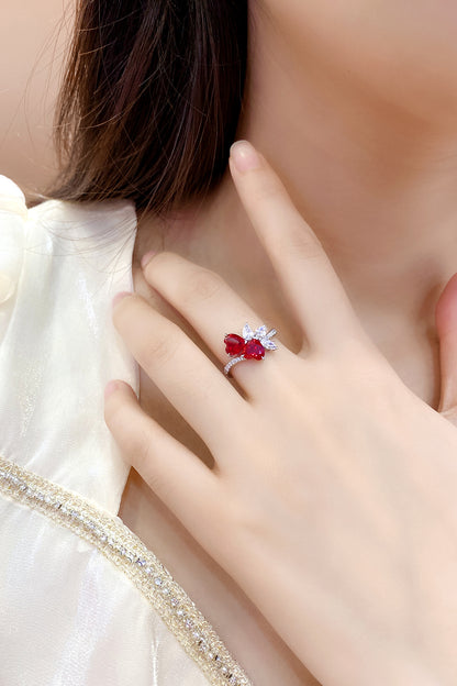 2.3 CTW Heart Lab Grown Ruby S925 Ring plated