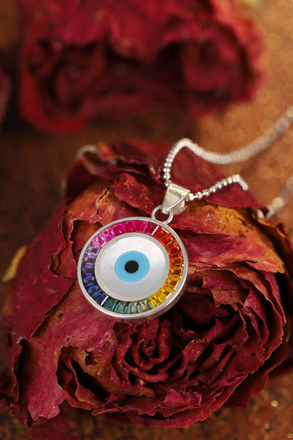 Princess Lab Grown Rainbow Eye S925 Necklace plated