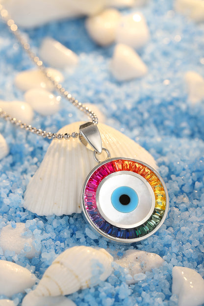 Princess Lab Grown Rainbow Eye S925 Necklace plated