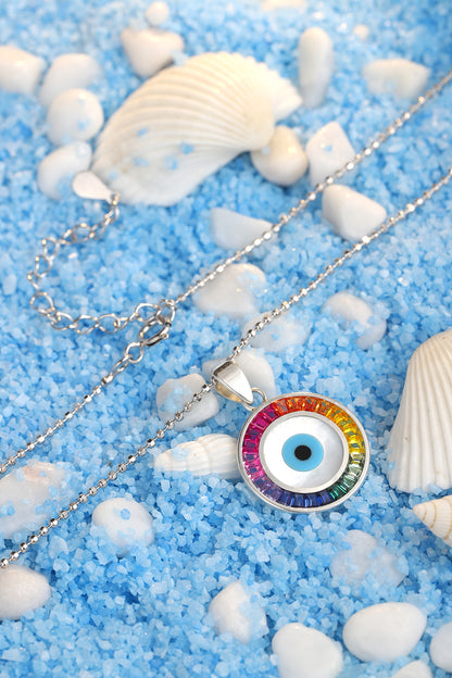 Princess Lab Grown Rainbow Eye S925 Necklace plated