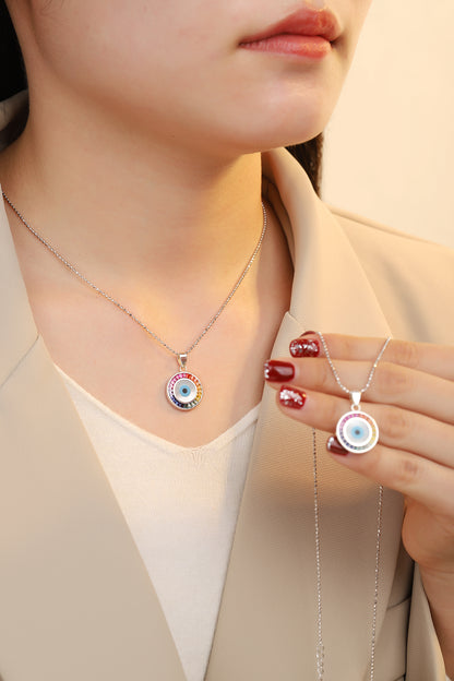 Princess Lab Grown Rainbow Eye S925 Necklace plated