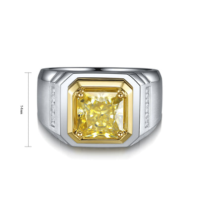 3.1 CTW Asscher Moissanite Men Ring S925 plated