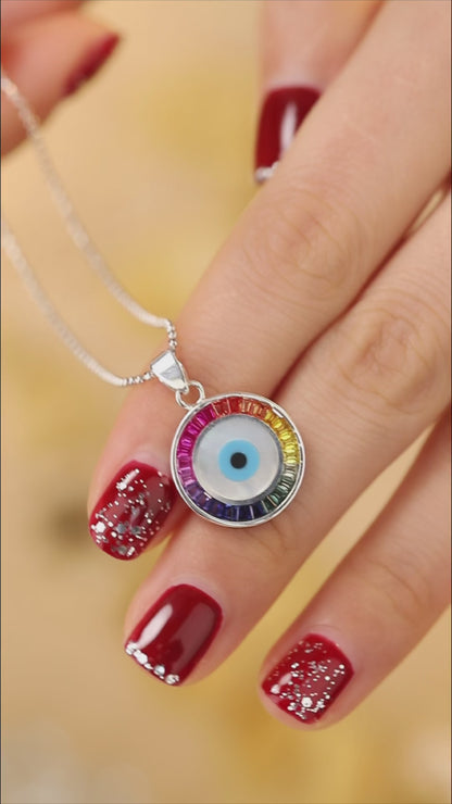 Princess Lab Grown Rainbow Eye S925 Necklace plated