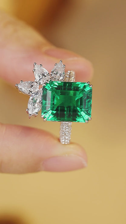 6.7 CTW Princess Lab Grown Emerald S925 Ring plated