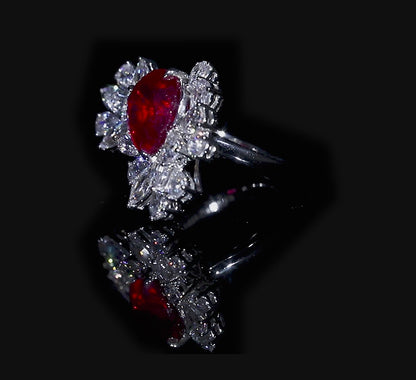 5 CTW Pear Lab Grown Ruby S925 Ring plated