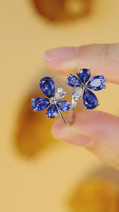 5.8 CTW Pear Lab Grown Sapphire S925 Ring plated