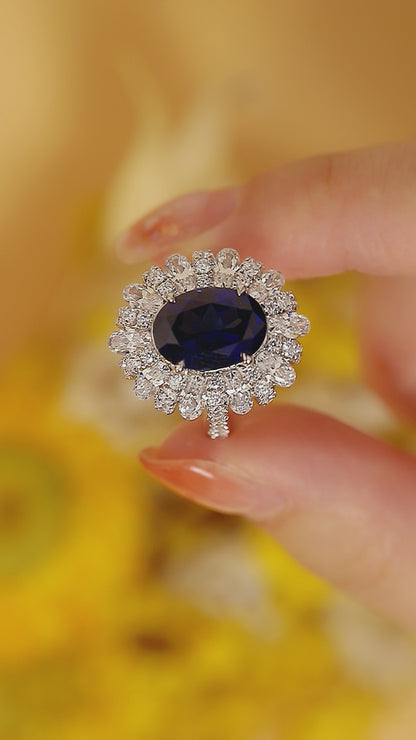 6.2 CTW Oval Lab Grown Sapphire S925 Ring plated