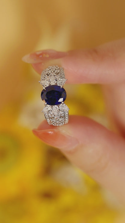 2.5 CTW Oval Lab Grown Sapphire S925 Ring plated