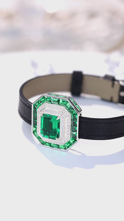 4.4 CTW Asscher Lab Grown Emerald S925 Bracelet plated