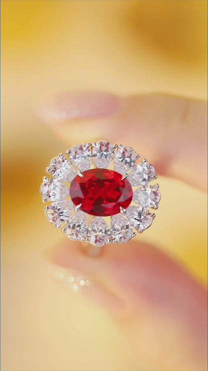 3.5 CTW Oval Lab Grown Ruby S925 Ring plated