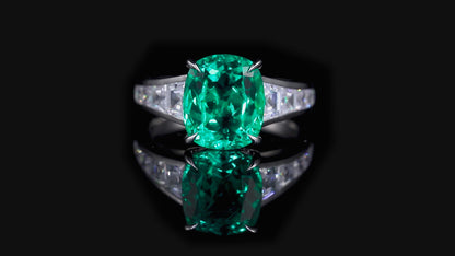 3.5 CTW Princess Lab Grown Emerald S925 Ring plated