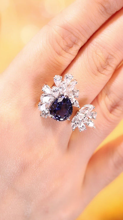 5 CTW Pear Lab Grown Sapphire S925 Ring plated