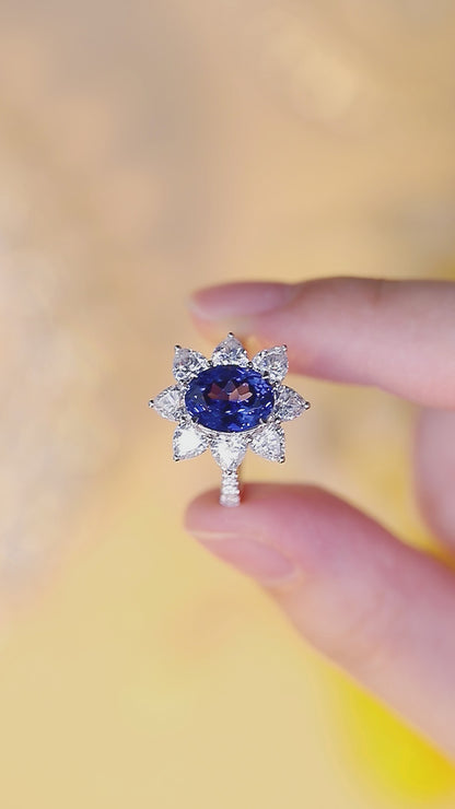 3.9 CTW Oval Lab Grown Sapphire S925 Ring plated