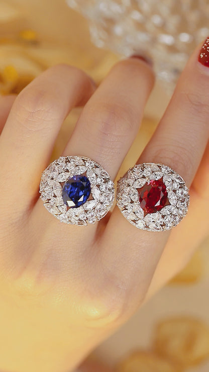 3.7 CTW Oval Lab Grown Sapphire S925 Ring plated