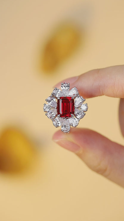 4.1 CTW Princess Lab Grown Ruby S925 Ring plated