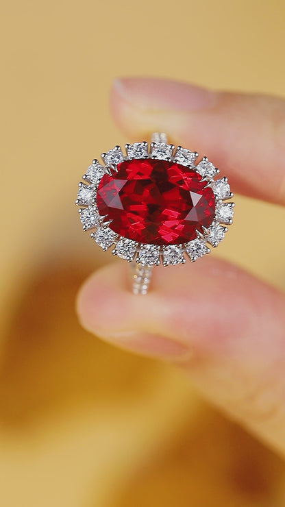 8.5 CTW Oval Lab Grown Ruby S925 Ring plated