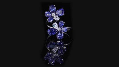 5.8 CTW Pear Lab Grown Sapphire S925 Ring plated