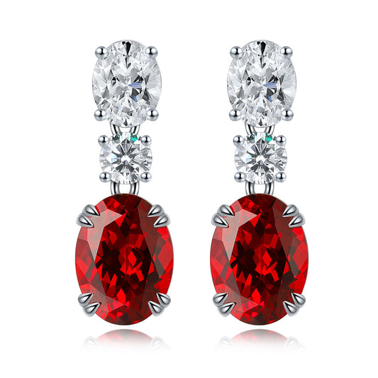 2.57 CTW Oval Lab Grown Ruby S925 Earrings plated