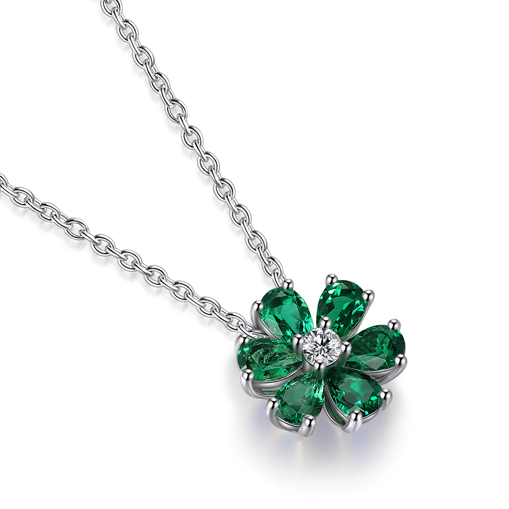 1.45 CTW Pear Lab Grown Emerald S925 Necklace plated