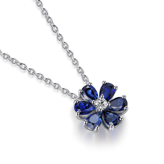 1.4 CTW Pear Lab Grown Sapphire S925 Necklace plated