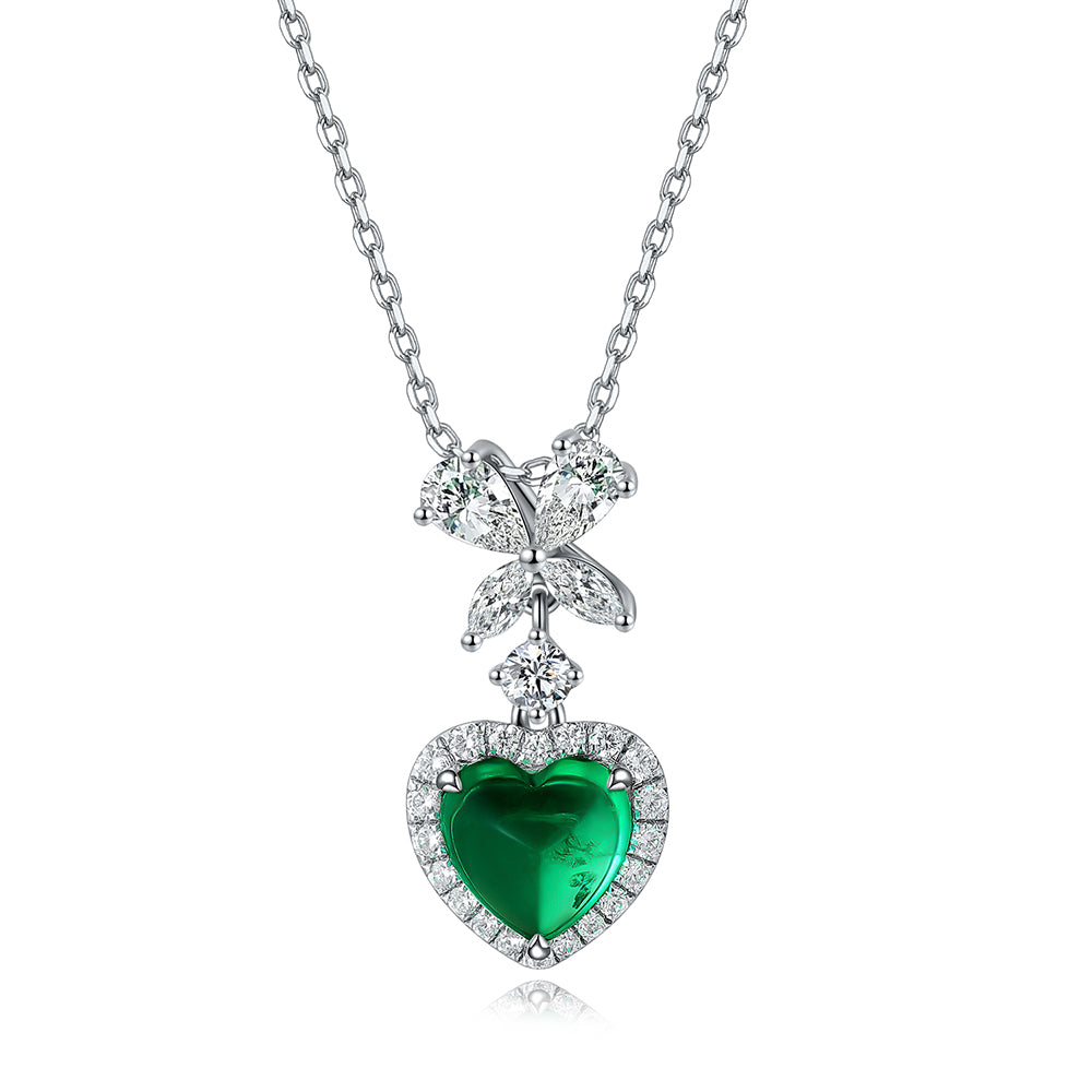 1.74 CTW Heart Lab Grown Emerald S925 Necklace plated