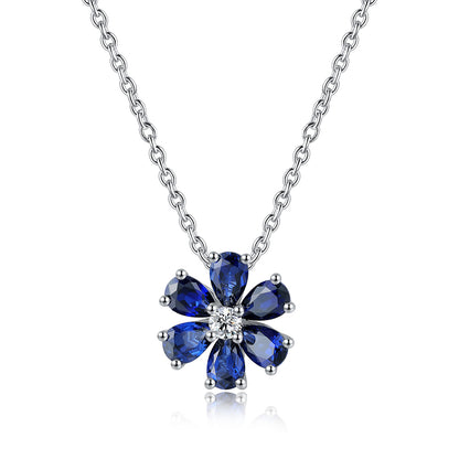 1.4 CTW Pear Lab Grown Sapphire S925 Necklace plated