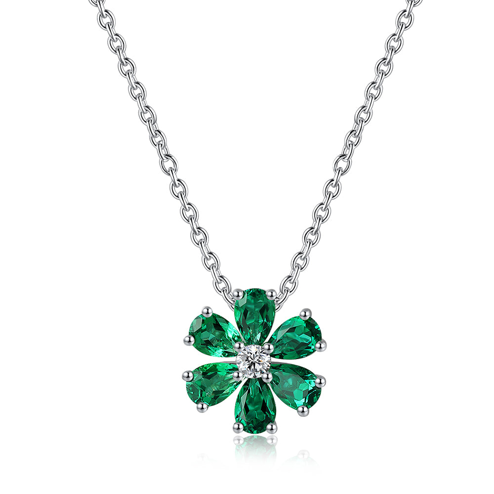 1.45 CTW Pear Lab Grown Emerald S925 Necklace plated