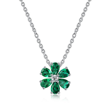 1.45 CTW Pear Lab Grown Emerald S925 Necklace plated