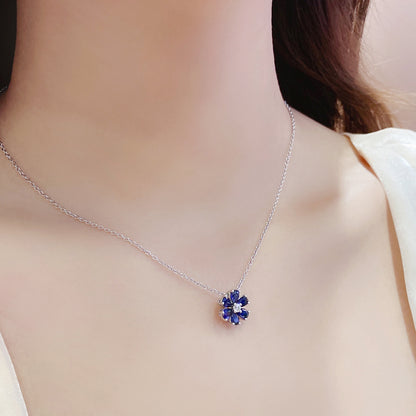 1.4 CTW Pear Lab Grown Sapphire S925 Necklace plated