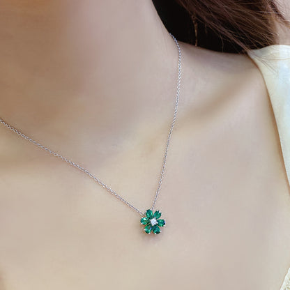 1.45 CTW Pear Lab Grown Emerald S925 Necklace plated