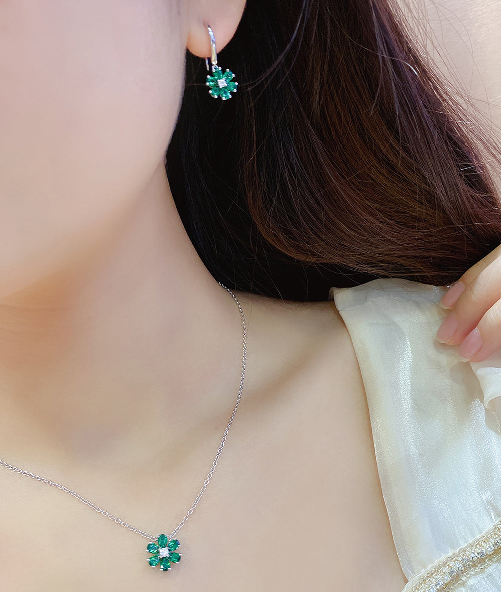 1.45 CTW Pear Lab Grown Emerald S925 Necklace plated