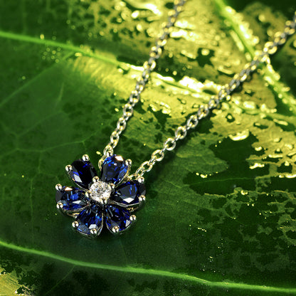 1.4 CTW Pear Lab Grown Sapphire S925 Necklace plated