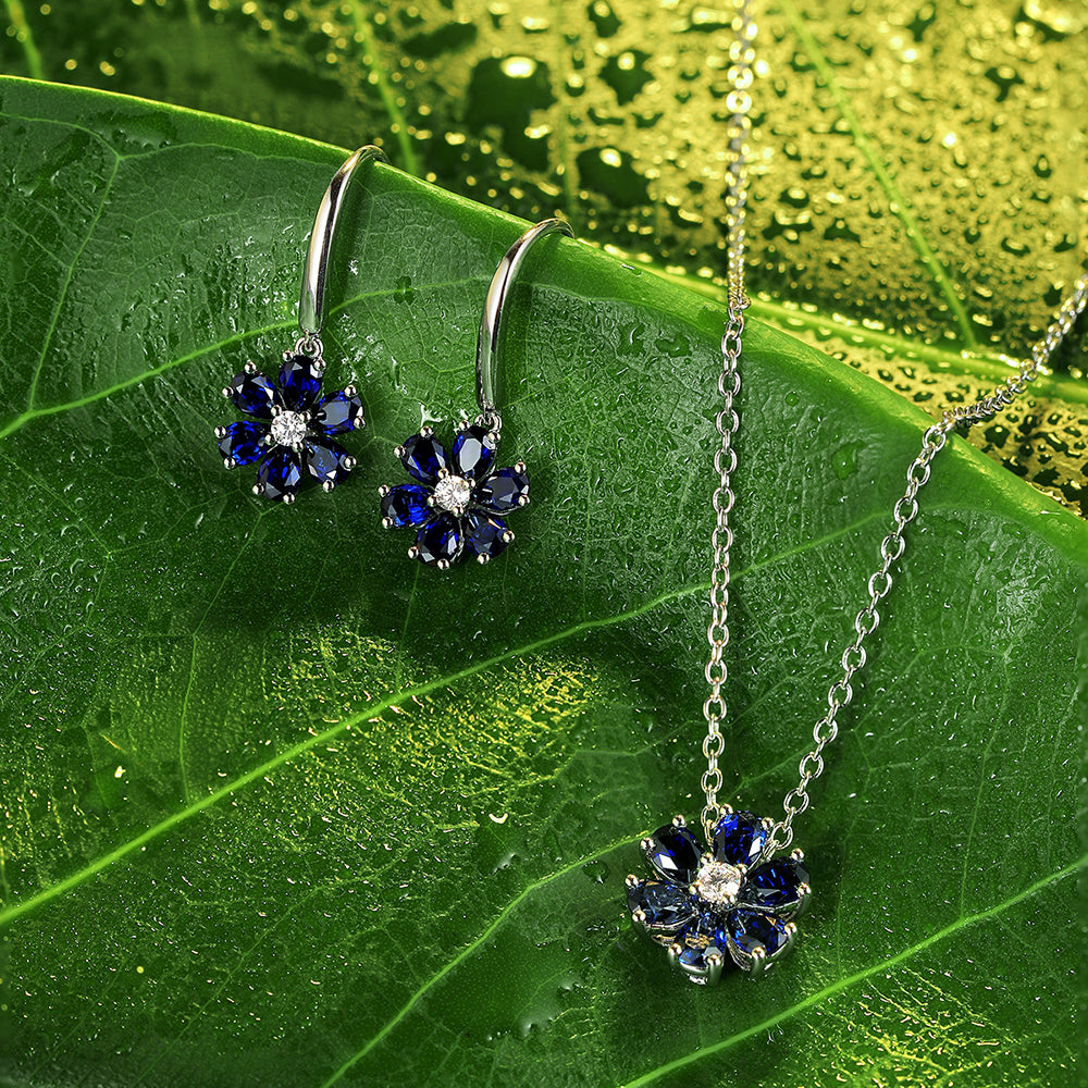 1.4 CTW Pear Lab Grown Sapphire S925 Necklace plated