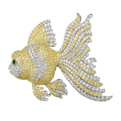 ANSTERGEMS Goldfish Shape Gemstone Brooch