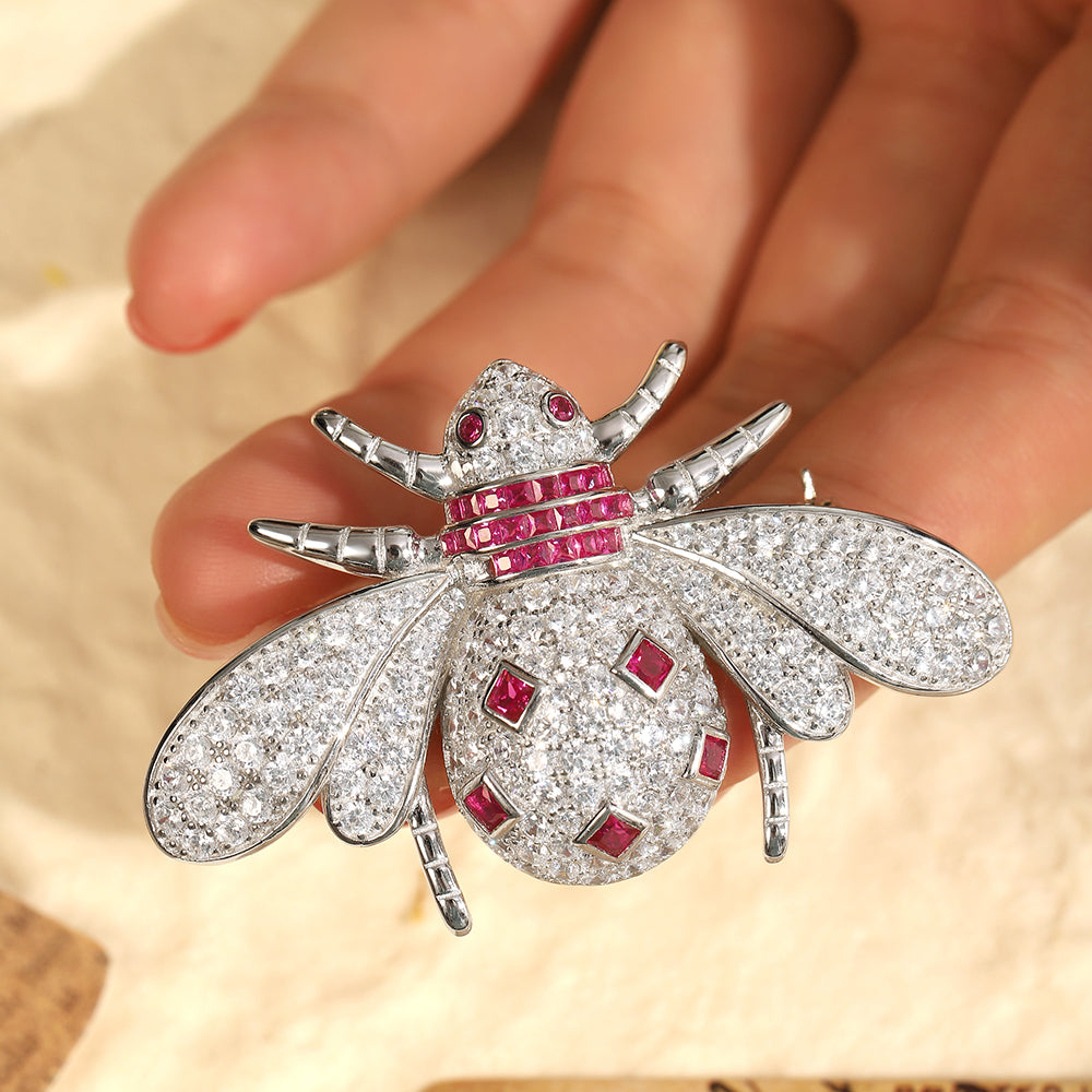 ANSTERGEMS Cute Ladybug Gemstone Brooch